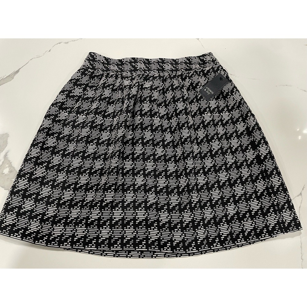 NWT‎ Crown and & Ivy Black White Mod Houndstooth Aline Skirt Sz 2 SI52